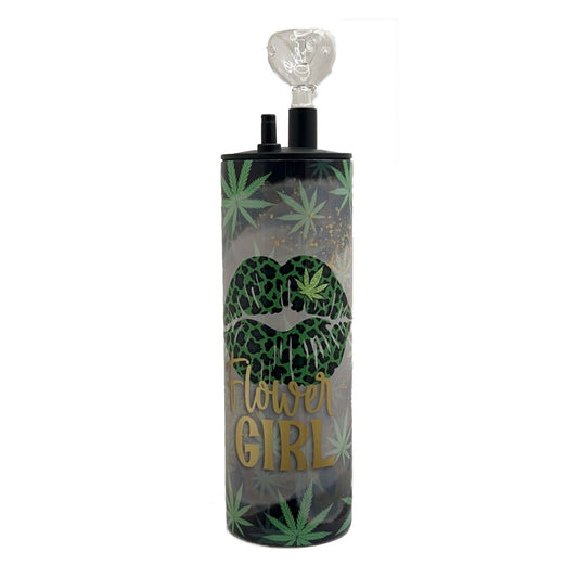 20 oz Hookah Tumbler Flower Girl Cannabis Design