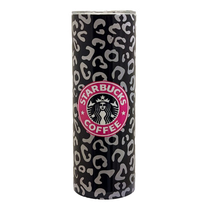 20 oz Pink and Black Leopard Coffee Sublimation Tumbler