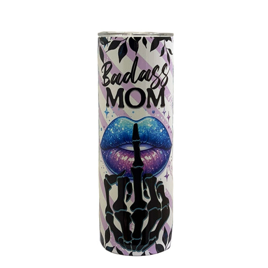 20 oz Skinny Sublimation Tumbler Badass Mom (Light Purple)