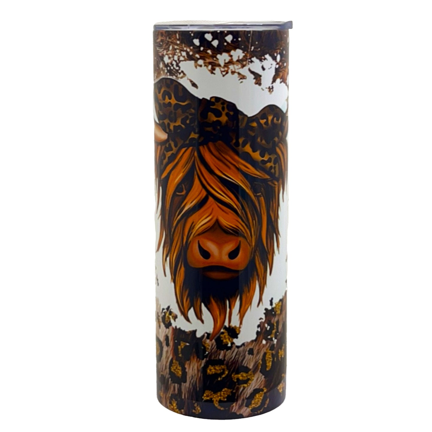 20 oz Sublimation Tumbler Highland Cow Leopard Print