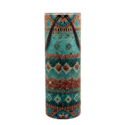 20 oz Teal Gold Cow Skull Sublimation Tumbler