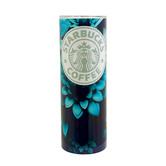 20 oz Teal and Black Coffee Sublimation Tumbler