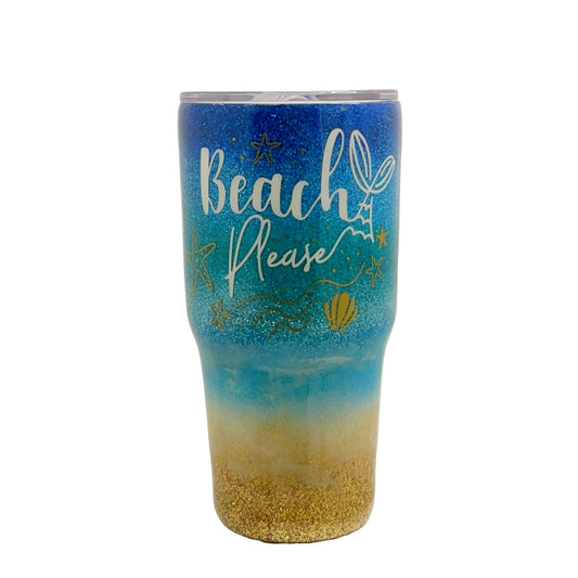 30 oz Glitter Epoxy Tumbler Beach Please