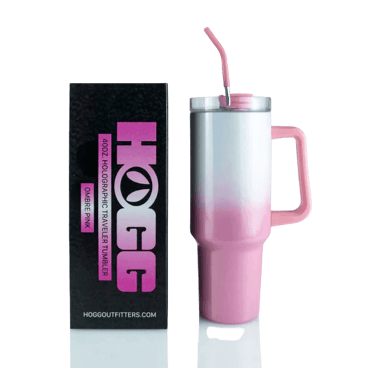 40 oz Curved with Handle Ombre Pink Holographic Sublimation Tumbler