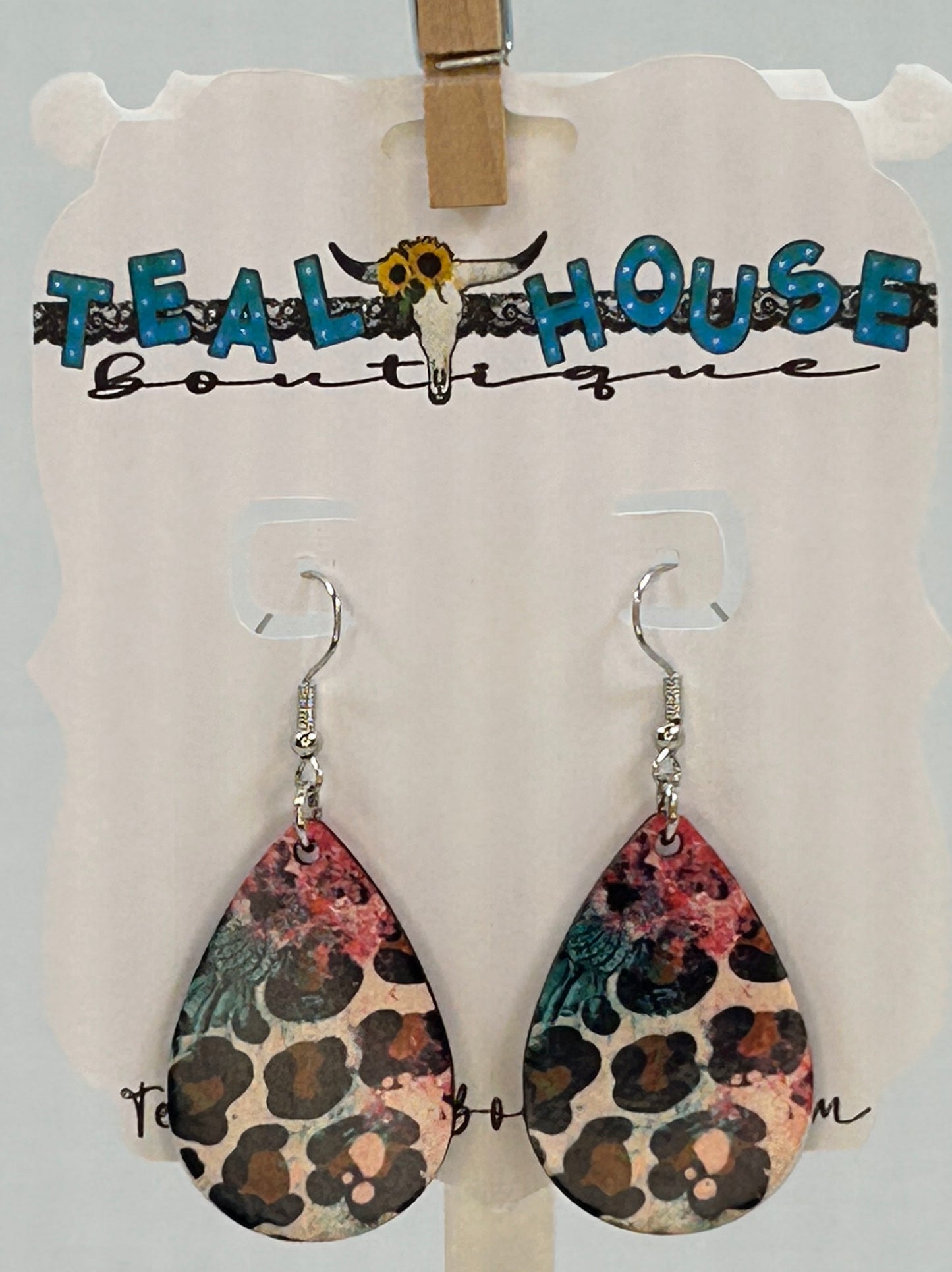 Pink Leaopard Print Best Mom Ever Teardrop Earrings