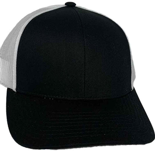 Hat Black and White Blank Trucker