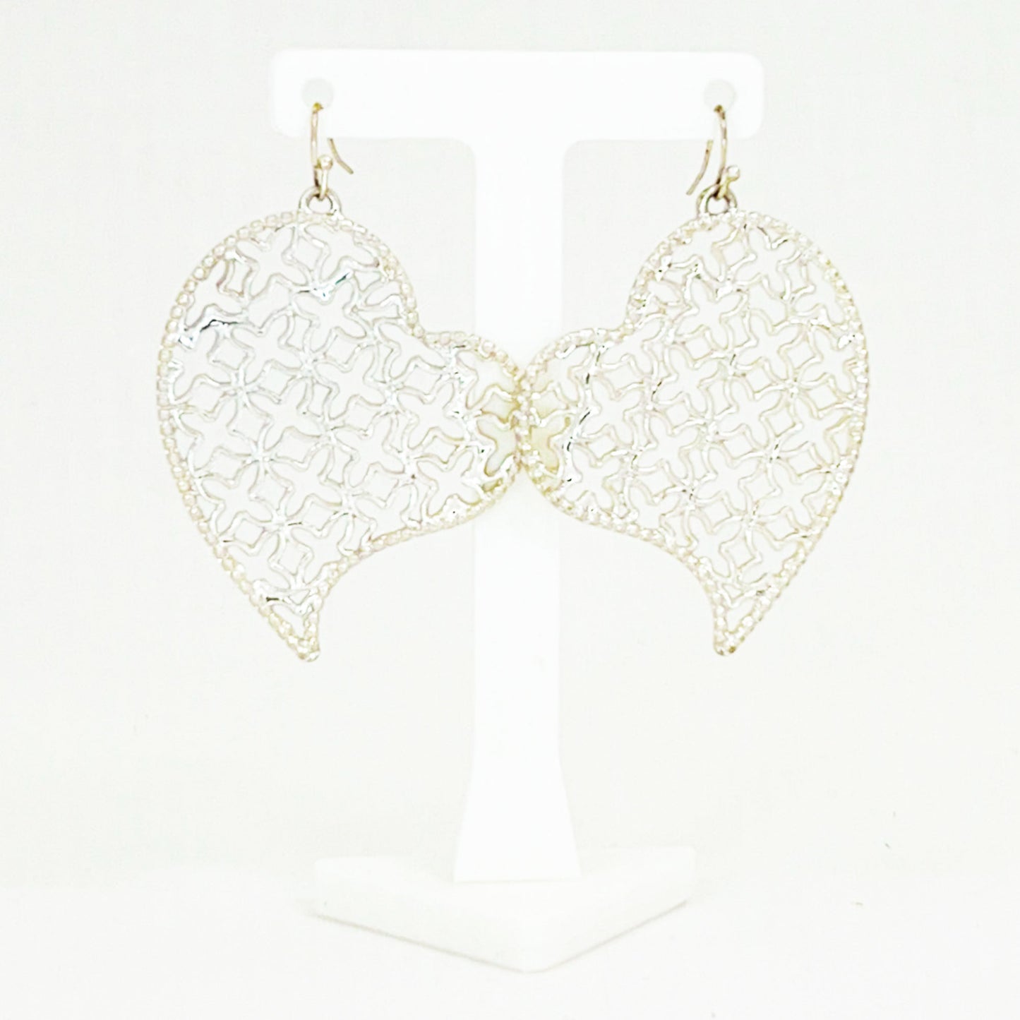 Earrings Heart Shaped Teardrop with Lace Look