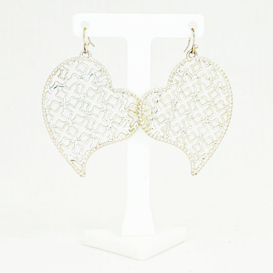 Earrings Heart Shaped Teardrop with Lace Look