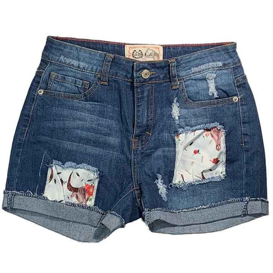 L&B (Lucky and Blessed) Shorts with Skull Patches