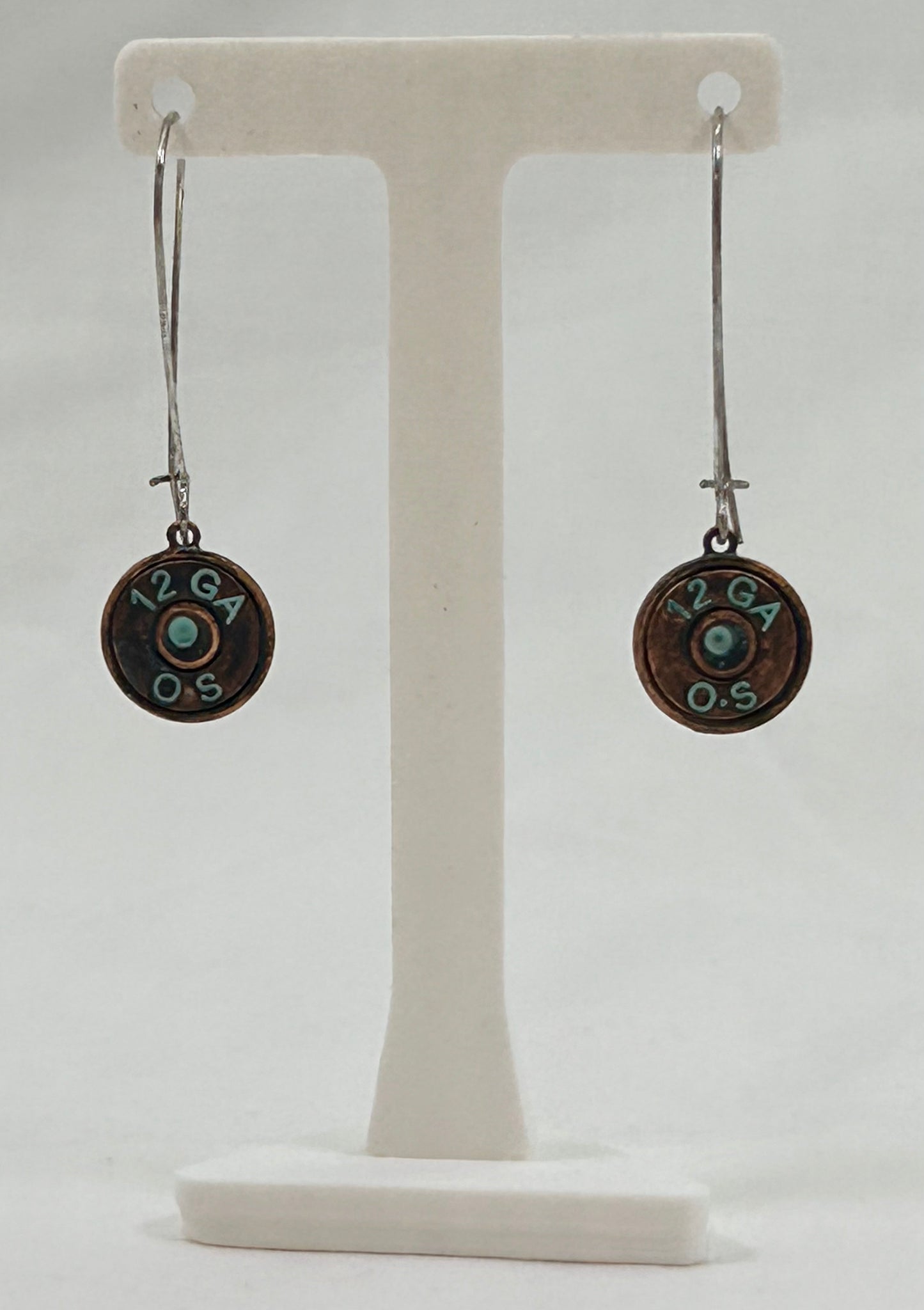 Rustic 12 Gauge Shotgun Shell Tip Low Hanging Earrings