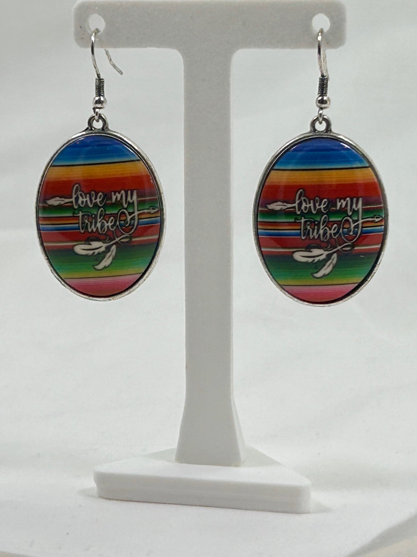 Sarape Love My Vibe Epoxy Sterling Silver Backing Earrings