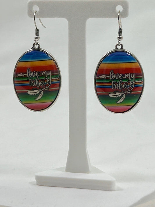 Sarape Love My Vibe Epoxy Sterling Silver Backing Earrings