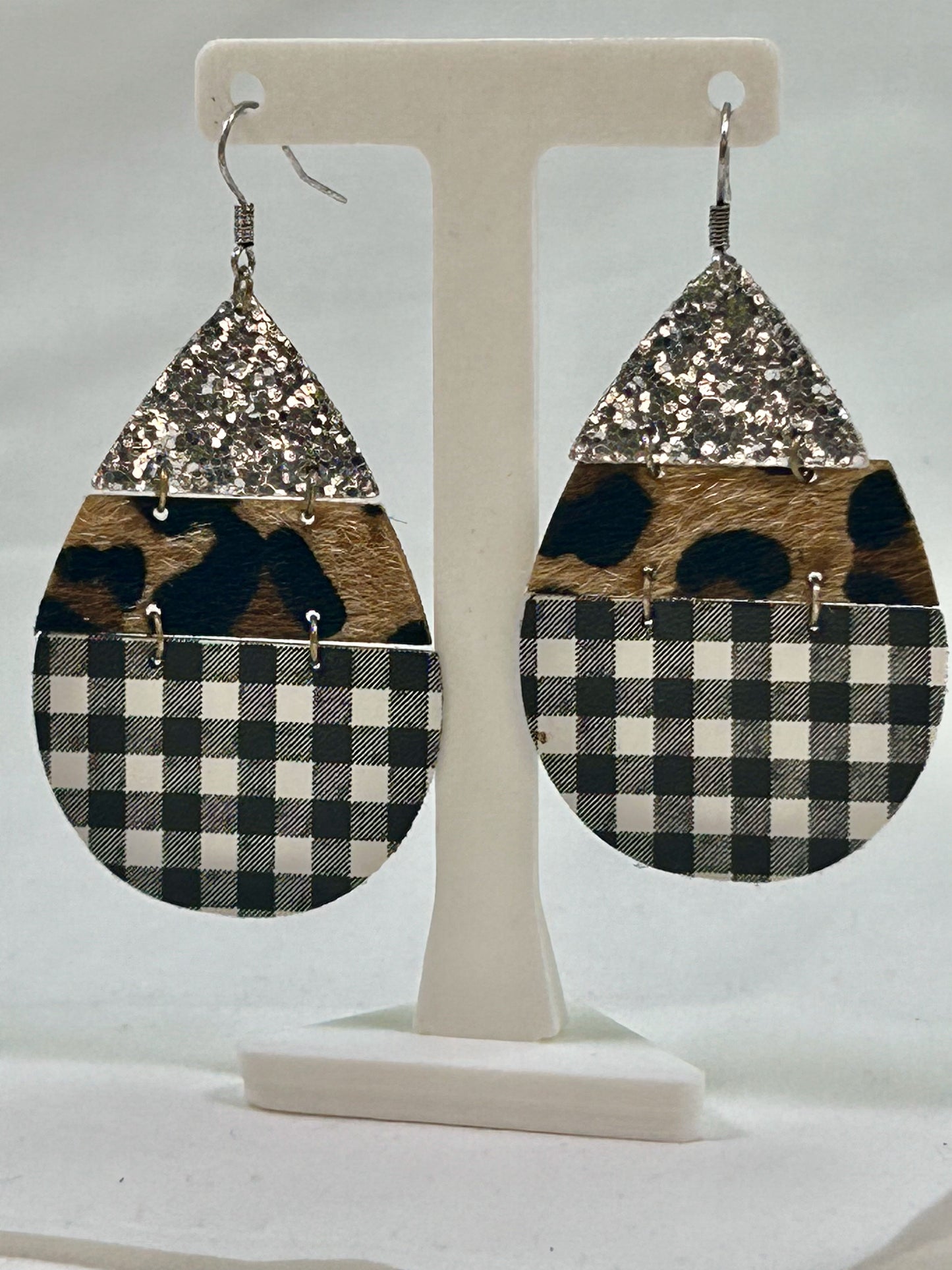 Tear Drop Earrings Buffalo Plaid Leopard Glitter