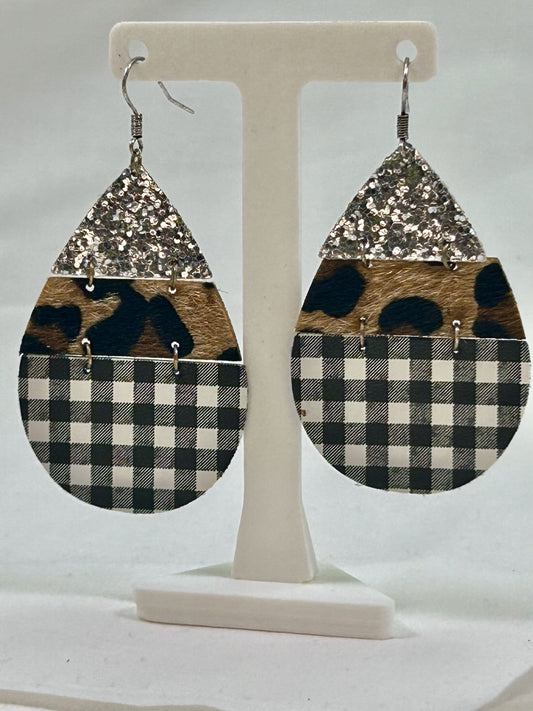 Tear Drop Earrings Buffalo Plaid Leopard Glitter