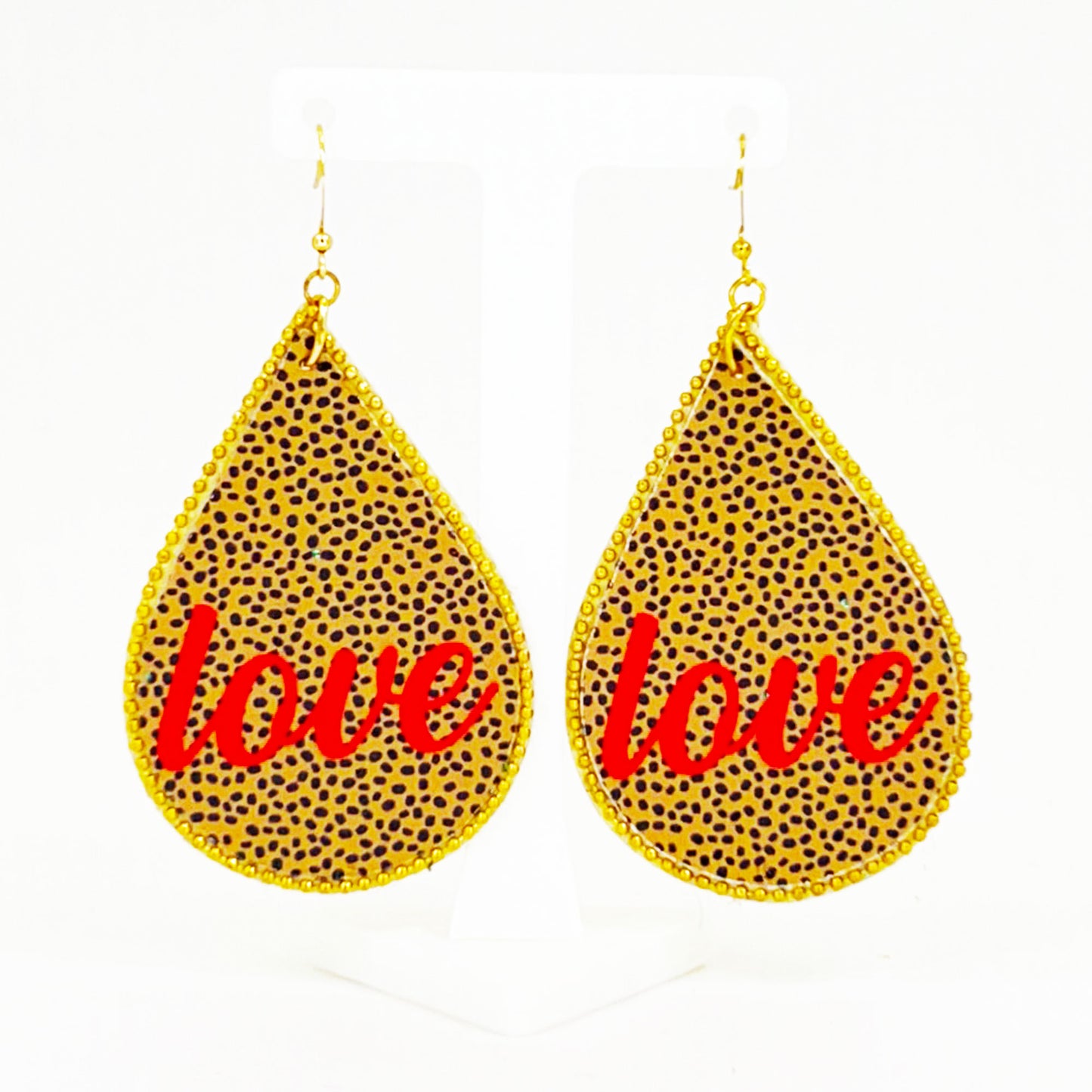 Teardrop Cheetah Print Love Earrings