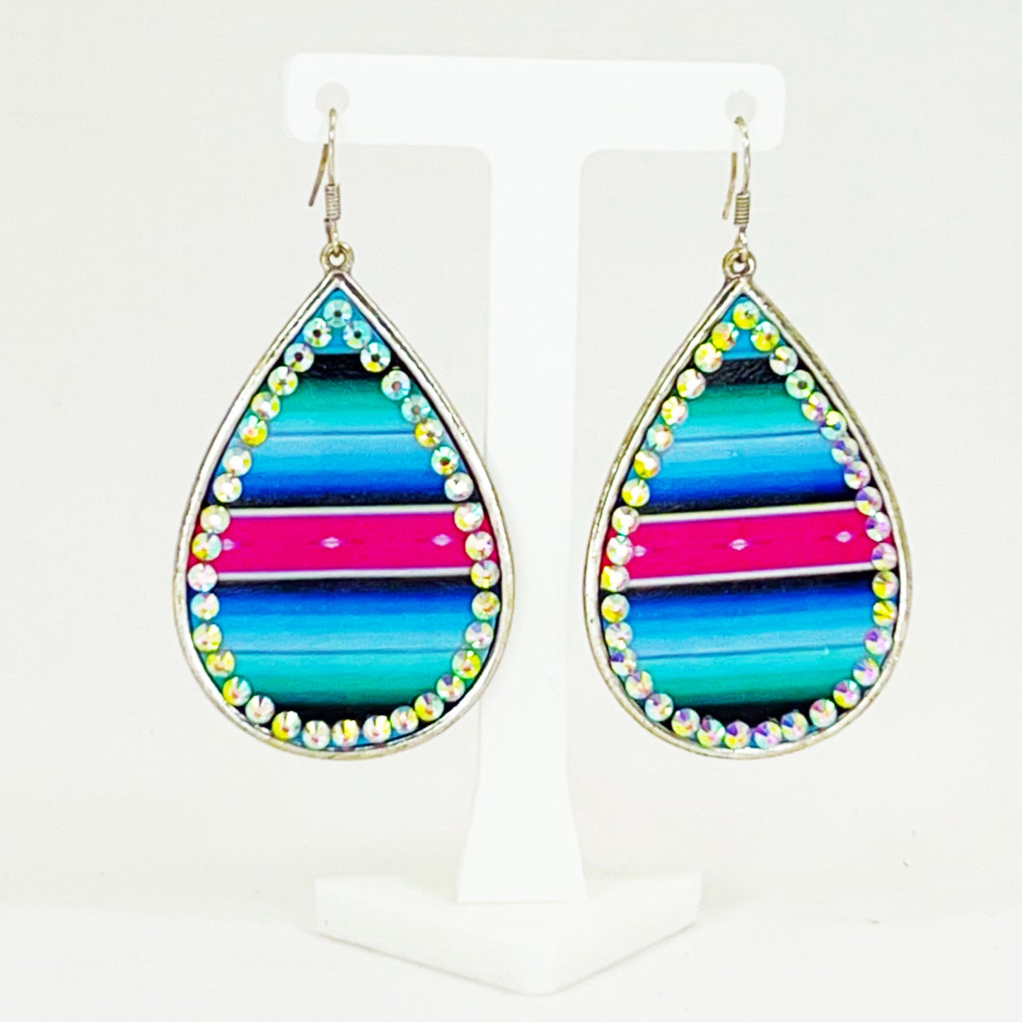 Teardrop Earrings with Serape Print