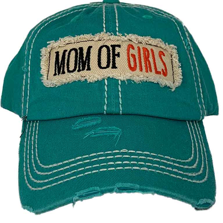 Hat Turquoise Vintage with Mom of Girls Patch