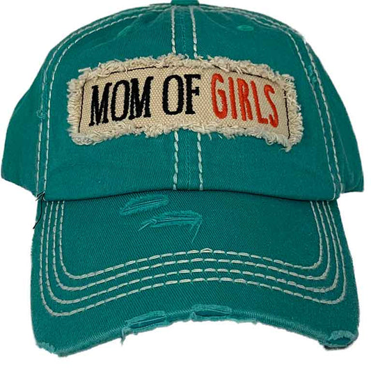 Hat Turquoise Vintage with Mom of Girls Patch