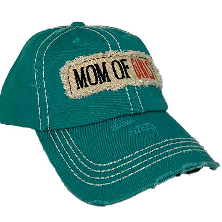 Hat Turquoise Vintage with Mom of Girls Patch