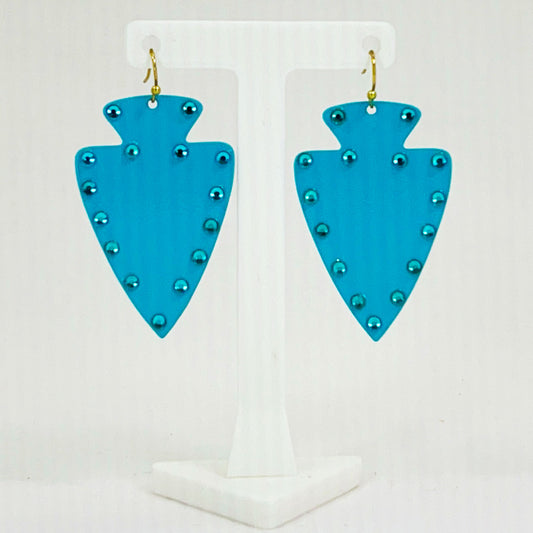 Western Arrow Head Earrings Teal