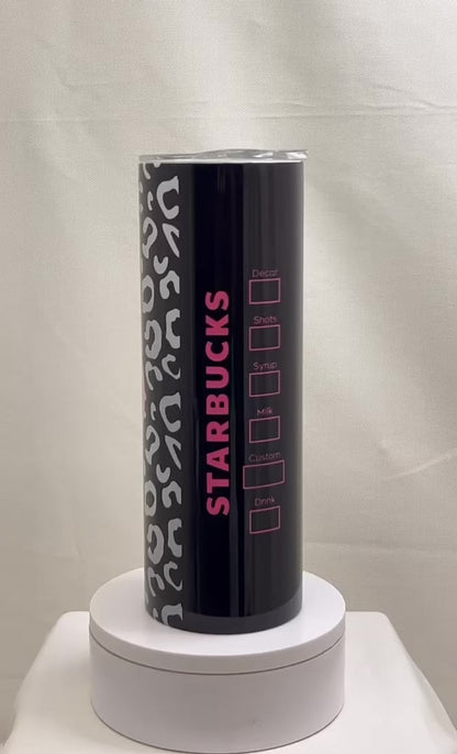 20 oz Pink and Black Leopard Coffee Sublimation Tumbler