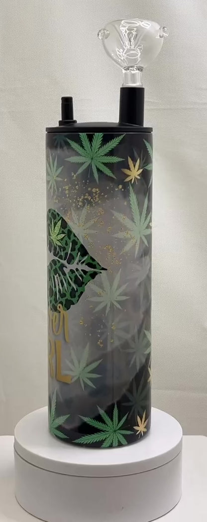 20 oz Hookah Tumbler Flower Girl Cannabis Design