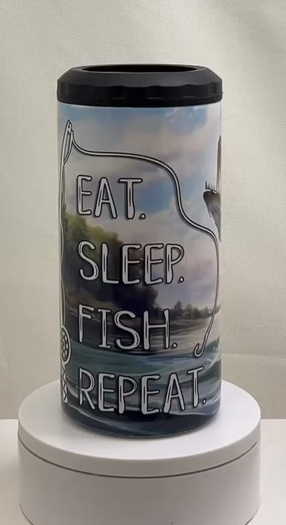 4-in-1 Can Koozie Eat Sleep Fish Repeat