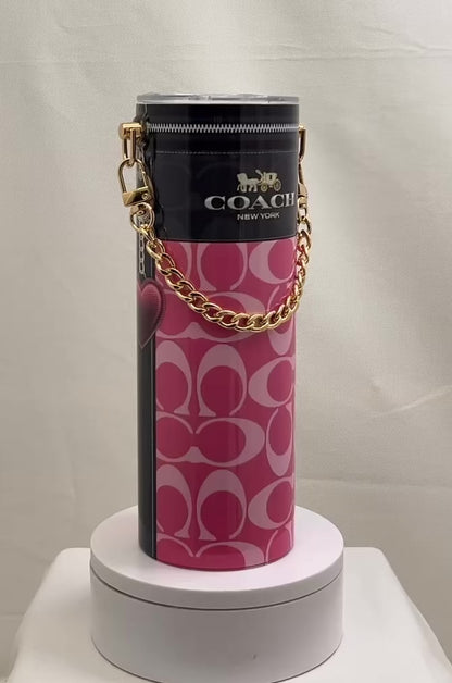 20 oz Pink and Black Chain Purse Tumbler