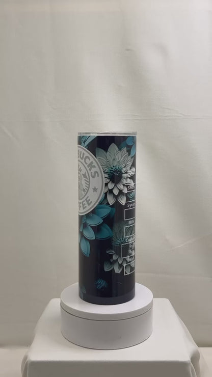 20 oz Teal and Black Coffee Sublimation Tumbler