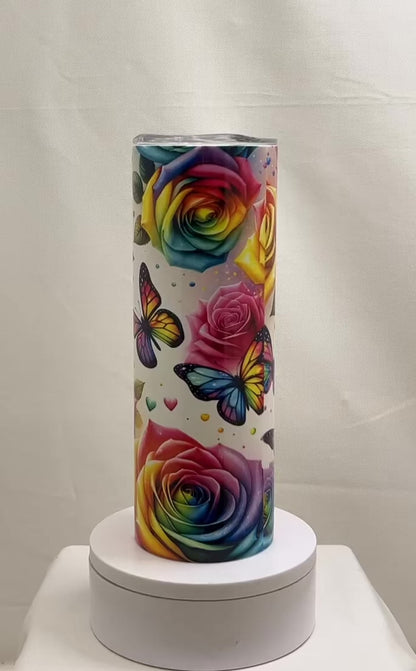 20 oz Colorful Roses Sublimation Tumbler