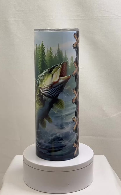 20 oz Skinny Sublimation Tumbler Flag and Bass