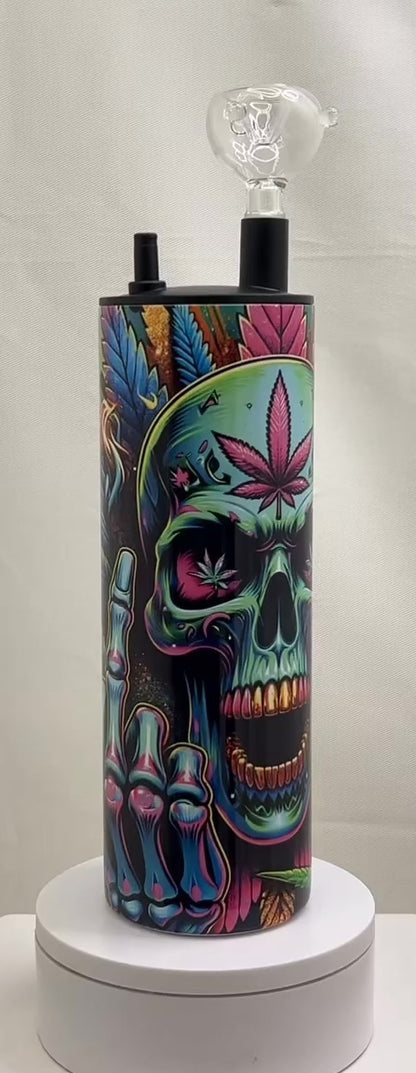 20 oz Hookah Tumbler Neon Skull