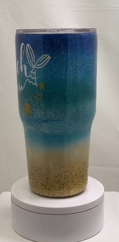 30 oz Glitter Epoxy Tumbler Beach Please